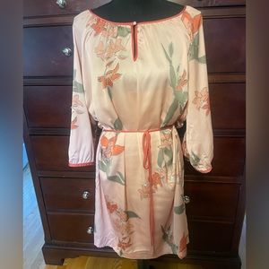 New York & Company Pink Floral Midi Dress